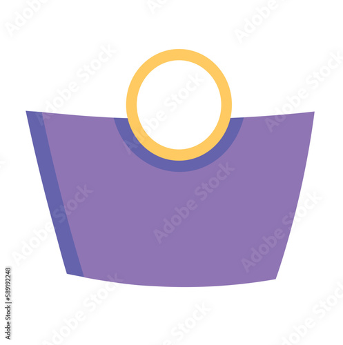 Concept Women handbag big shopper with round handles. This is an illustration of a flat, vector, cartoon handbag for women. Vector illustration.