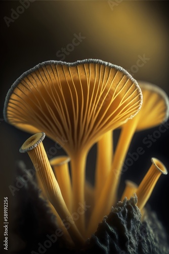 Craterellus mushroom close up. Generative AI