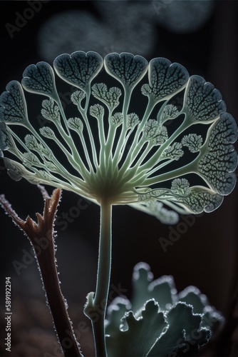 Grifola frondosa var. umbellata mushroom close up. Generative AI photo