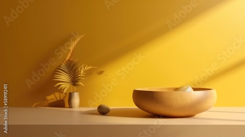 Yellow background scene for presentation of product