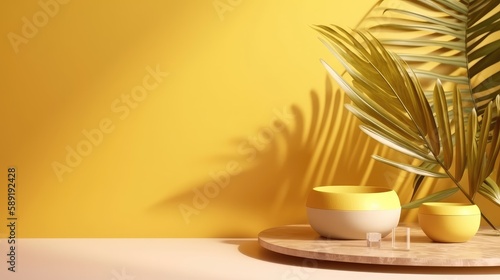 Yellow background scene for presentation of product