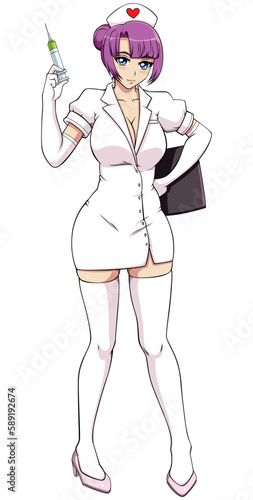 Anime Nurse on White