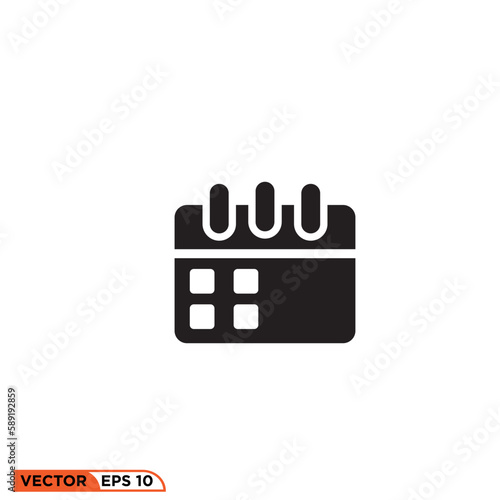 Icon solid vector graphic of calendar aproved photo