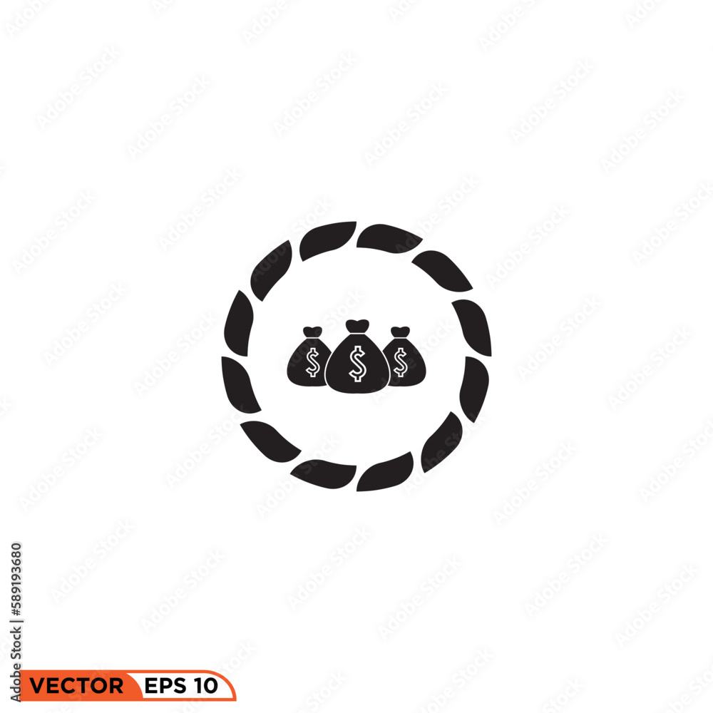 Icon vector graphic of dollar sack rope Icon vector graphic of dollar sack rope
