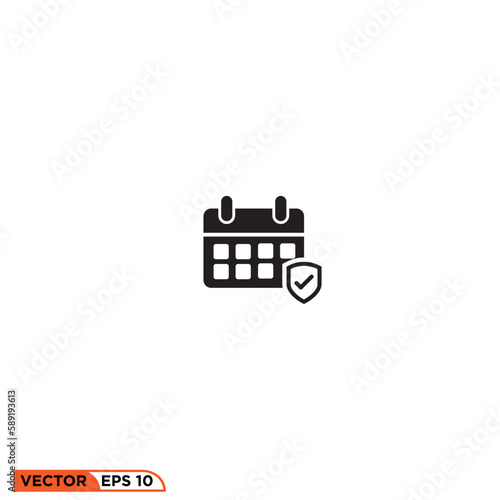 Icon solid vector graphic of calendar aproved