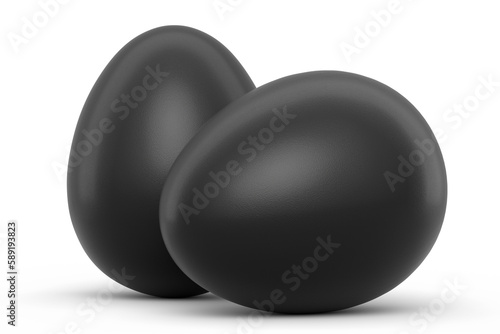 Farm raw organic black and white eggs for morning breakfast on white background