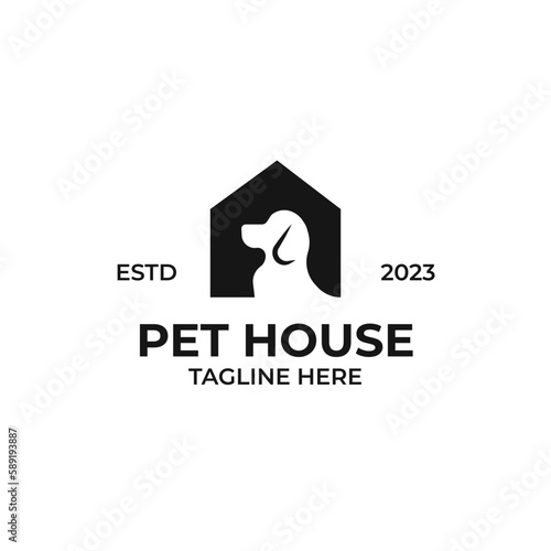 Vector dog house logo design concept illustration idea