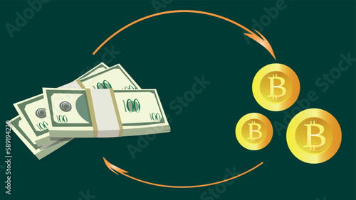 Dollar investing in bitcoin - a groove of investing and earning profits and income from investing.
