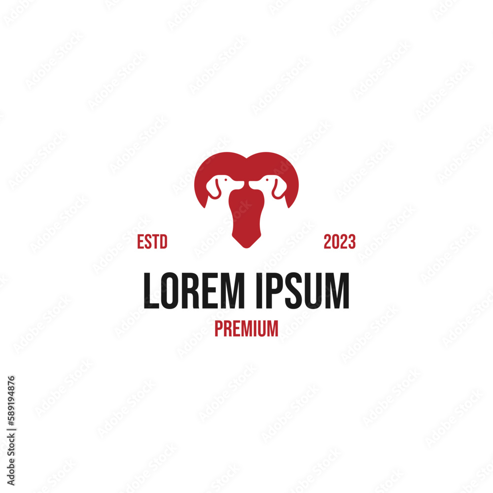 Vector love dog logo design concept illustration idea Vector love dog logo design concept illustration idea