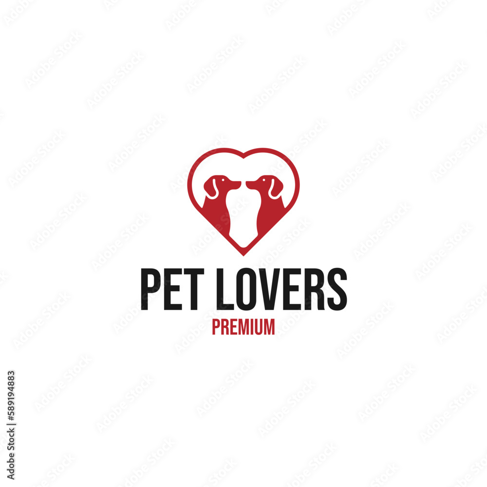 Vector love dog logo design concept illustration idea