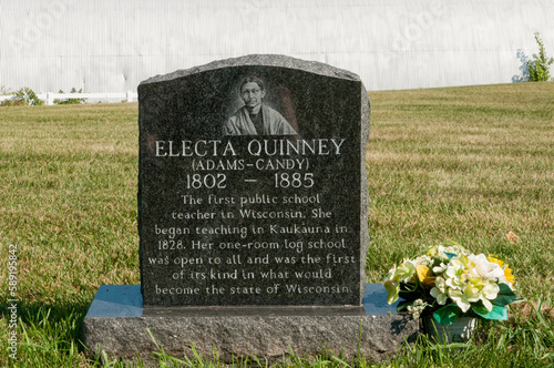 Electa Quinney Gravestone At The Stockbridge Indian Cemetery, Stockbridge, Wisconsin photo