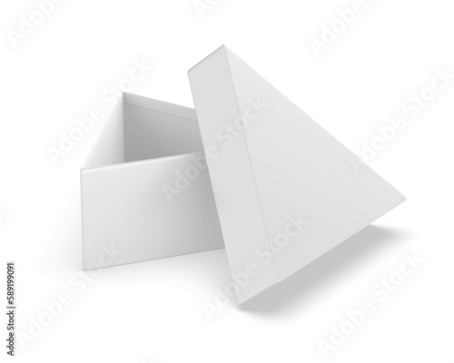 White triangular blank hard cardboard box mock up template, 3d illustration.