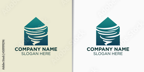 hurricane house logo design vector