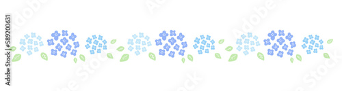 青いあじさいのライン