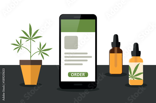 cannabis order online via internet on smartphone