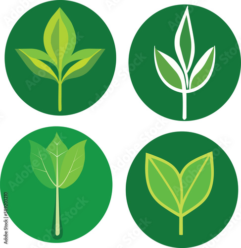 Green leaf vector icon set and logo design symbol