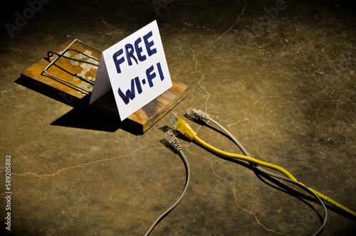 Free Wi-Fi Bait and Dangers. Cyber crime and hacking