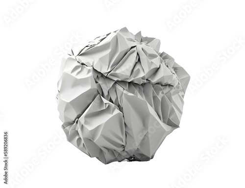Crumpled paper balls isolated, closeup garbage trash office objects transparent background Ai Generated