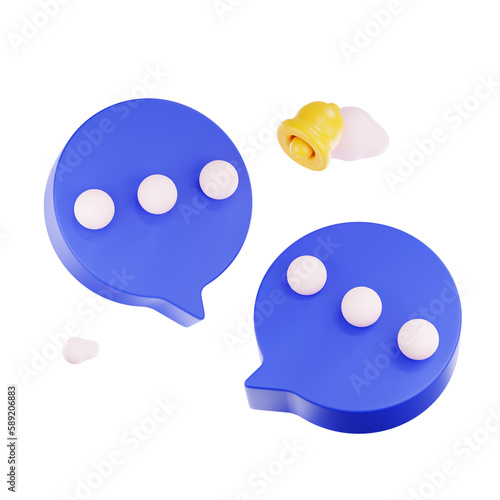 3d render notification bell icon, 3d render yellow ringing bell with new notification for social media.