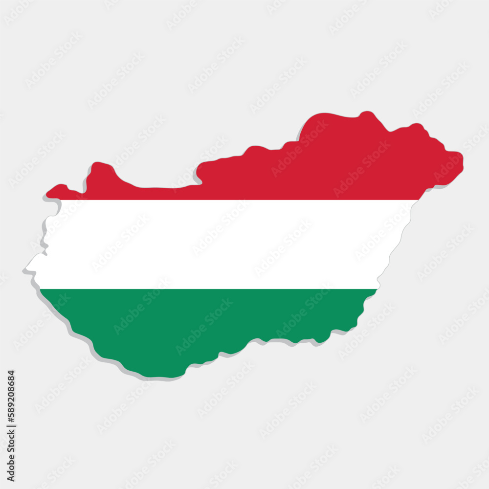 Obraz premium hungary map with flag on gray background