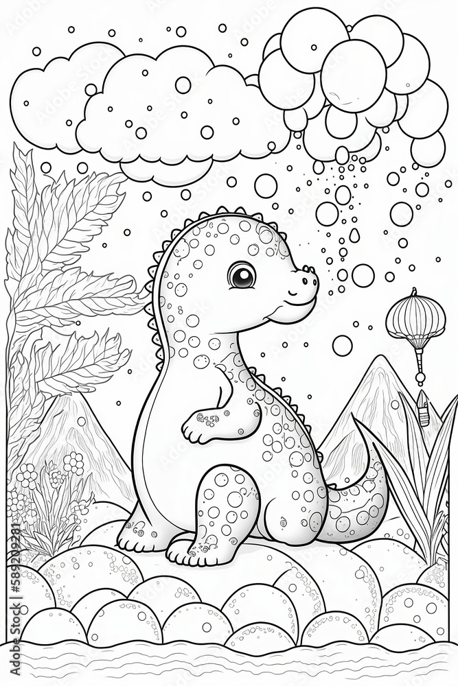 Fototapeta premium Dinosaur coloring page for kids