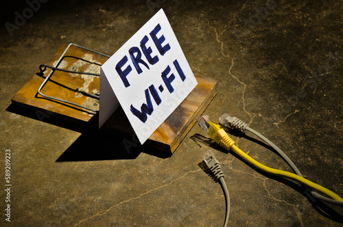Free Wi-Fi Bait and Dangers. Cyber crime and hacking