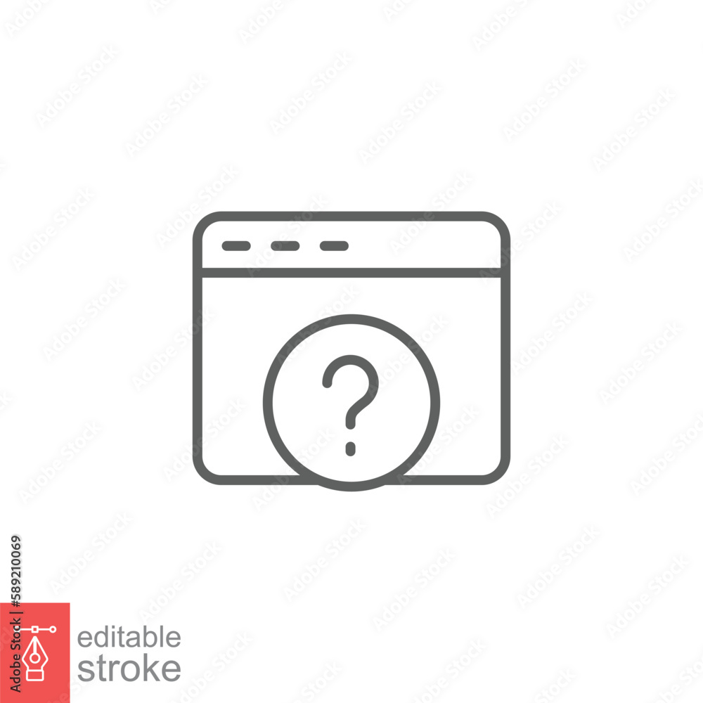 FAQ icon. Frequently asked question, web page, browser window, helpdesk concept. Simple outline style. Thin line symbol. Vector illustration isolated on white background. Editable stroke EPS 10. FAQ icon. Frequently asked question, web page, browser window, helpdesk concept. Simple outline style. Thin line symbol. Vector illustration isolated on white background. Editable stroke EPS 10.