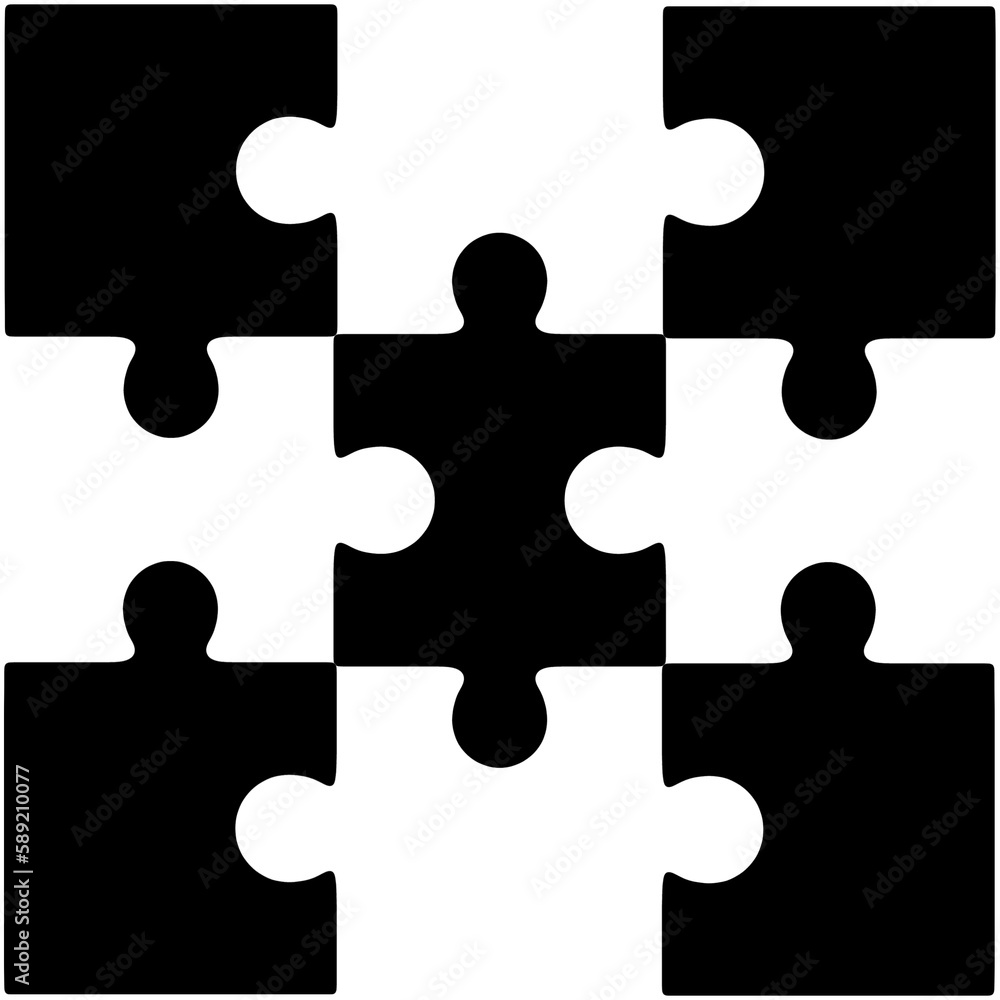 A black and white nine-piece puzzle, a puzzle. A black and white nine-piece puzzle, a puzzle.