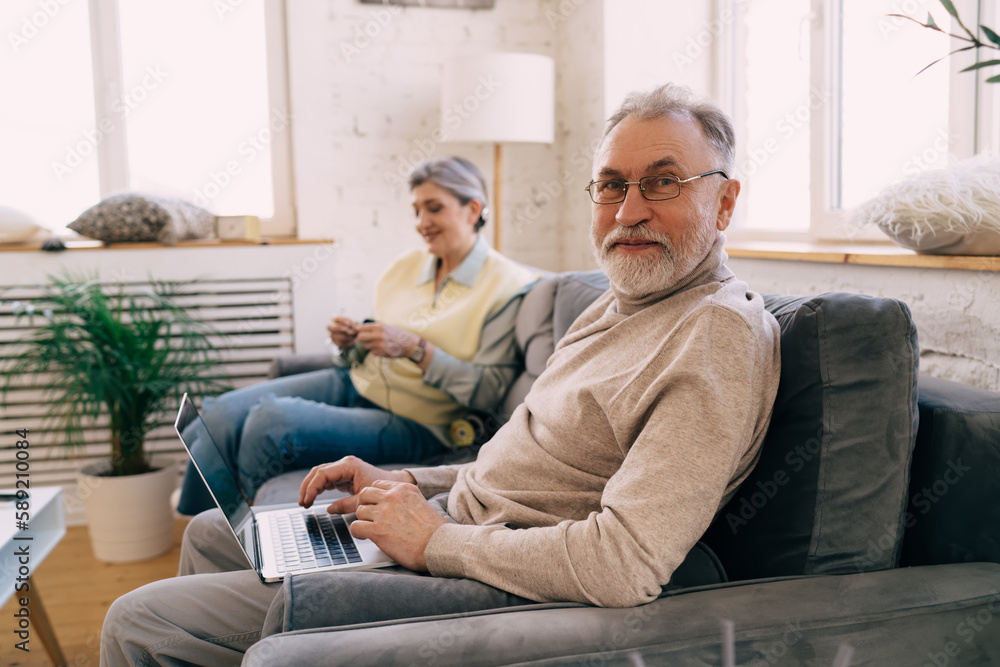 Calm aged couple resting at home Calm aged couple resting at home