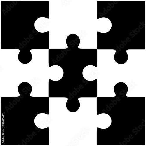 A black and white nine-piece puzzle, a puzzle.