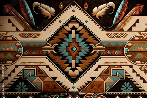 Plakat w ramie Native American traditional pattern background