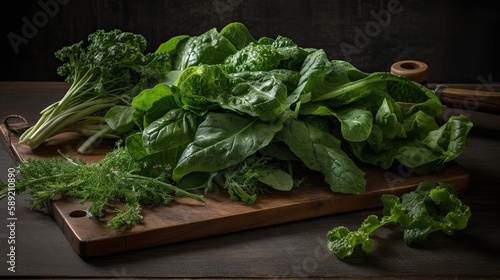 fresh spinach leaves, created with ai generative ai technology