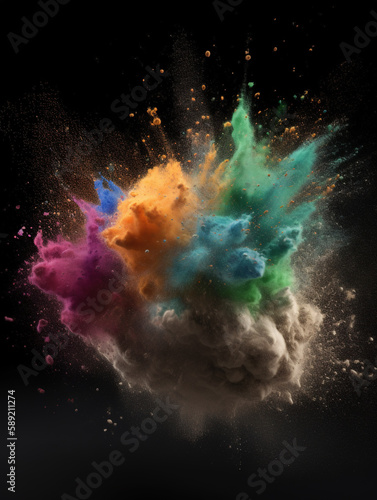 Explosive colored powder,created with Generative AI tecnology.