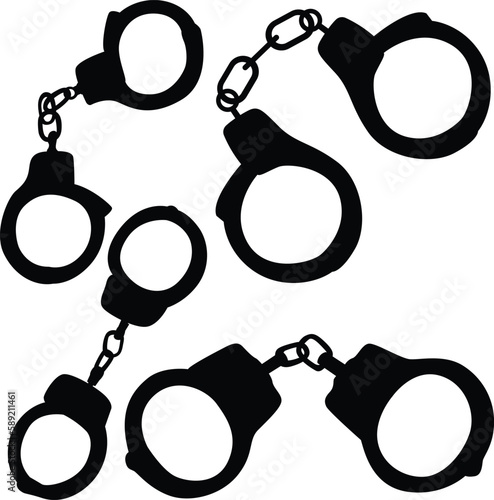 Set of handcuffs silhouettes