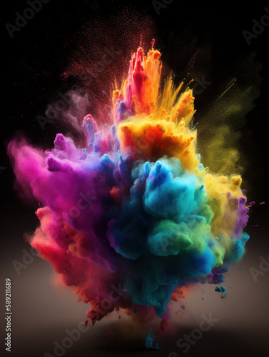 Explosive colored powder created with Generative AI tecnology.