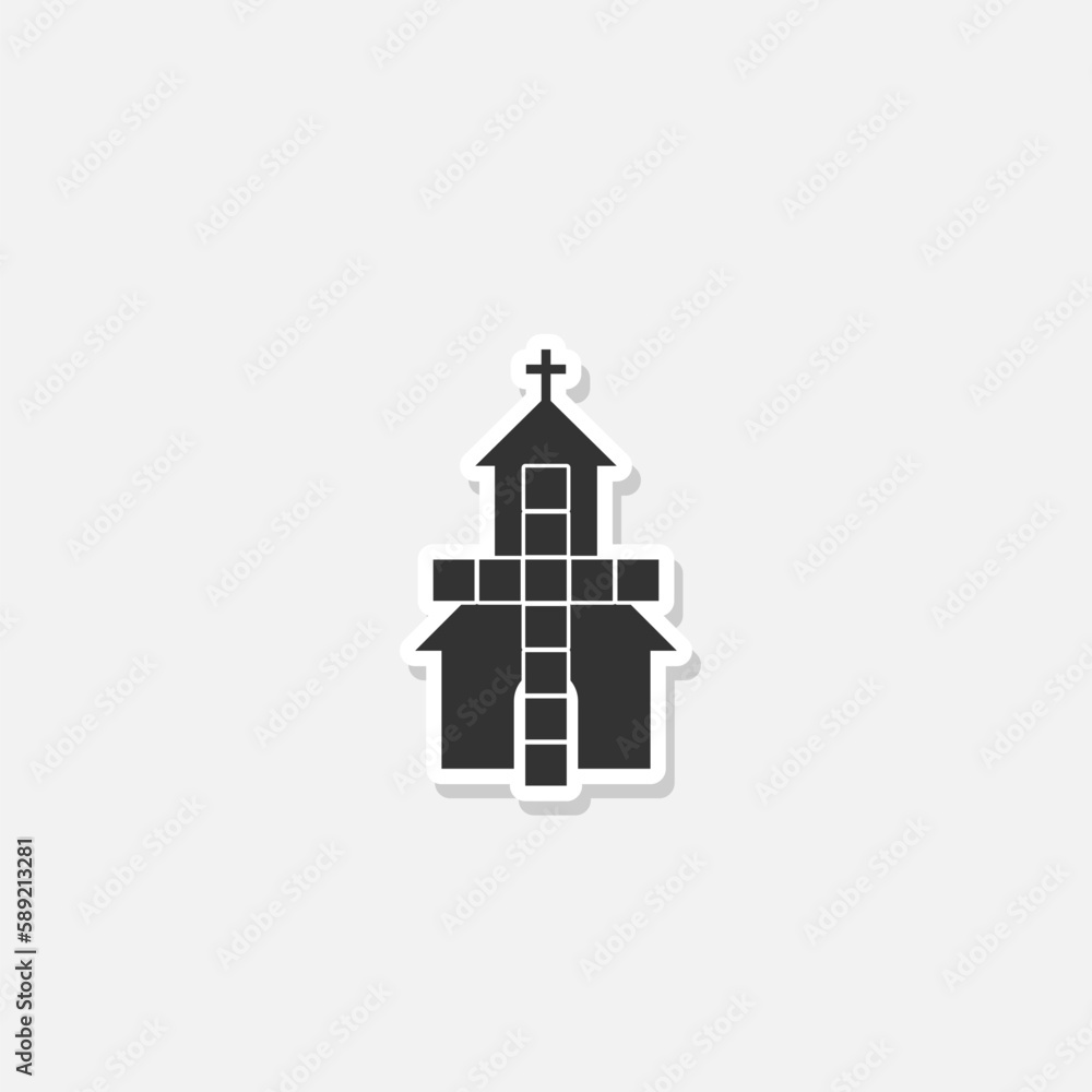 Church and cross sticker icon