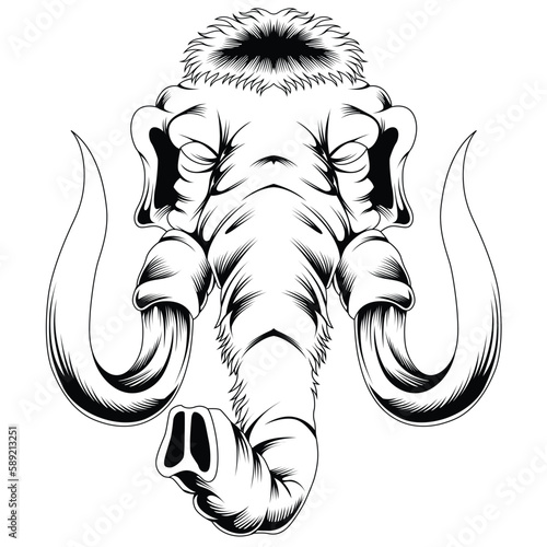 mammoth tattoo style in black and white