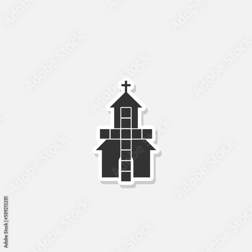 Church and cross sticker icon