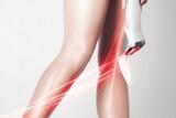 Woman legs laser epilation rays beauty elos salon cosmetology generative ai
