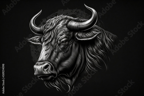Luxury Elegance art of bull head for logo design, AI generated