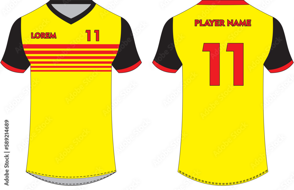 Sports jersey t shirt design vector template, half sleeve Football