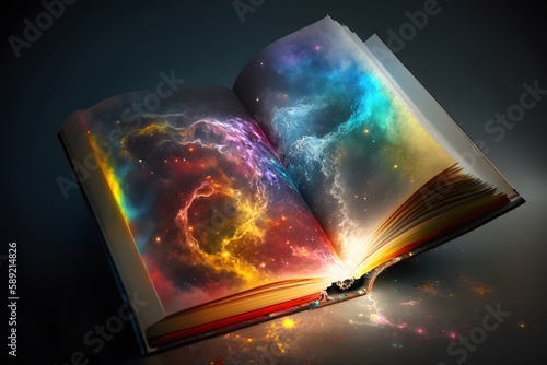 magic book and magic light created using AI Generative Technology