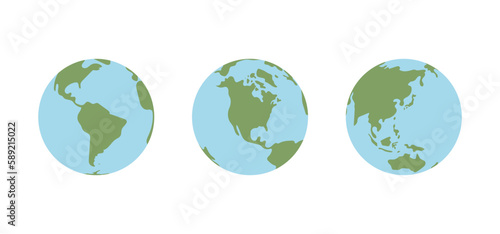 Globe world map. Planet earth flat vector illustration. Doodle map with continents and oceans.