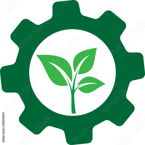 Green Leaves and Gear Icon