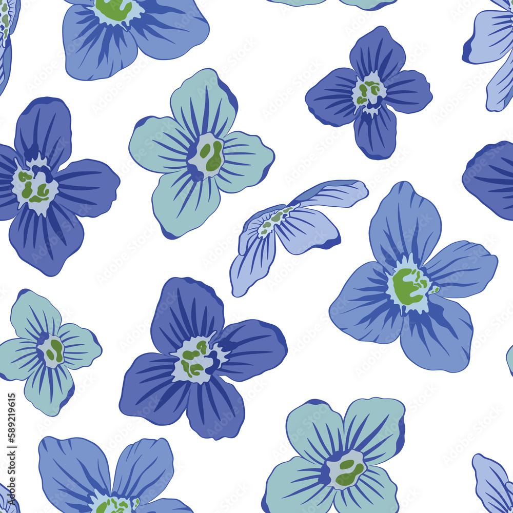 blue flowers seamless digital paper