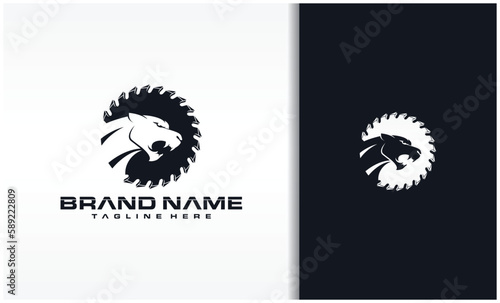 Panther and saw logo