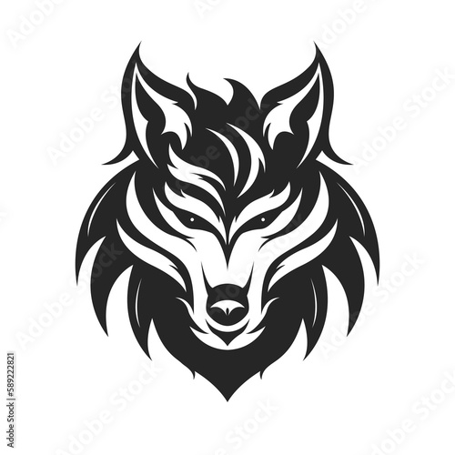 A wolf head design isolated on transparent background. Wild Animals.