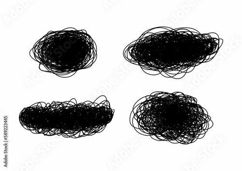 Set of Hand Drawn Scribble Shapes, vector design elements. Scribble clouds.