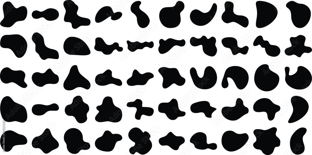 Hand Drawn Organic Shapes Liquid and fluid shape Black symbol Set 50 Hand Drawn Organic Shapes Liquid and fluid shape Black symbol Set 50