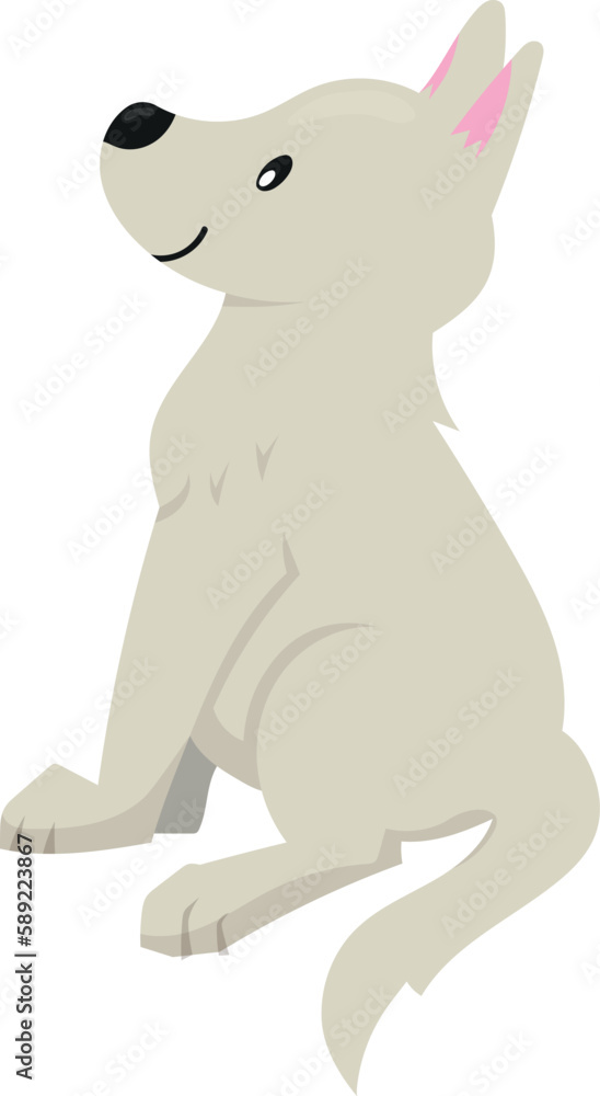 Vector illustration of cute puppy in flat style. Isolated on white. Swiss shephard. Illustration in childish style. Vector illustration of cute puppy in flat style. Isolated on white. Swiss shephard. Illustration in childish style.